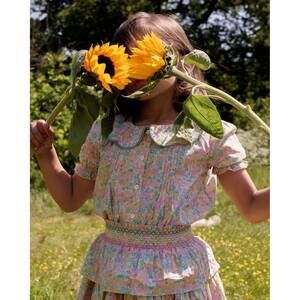 NEW EARLY SUNDAY camelia floral blouse in emma mint print
